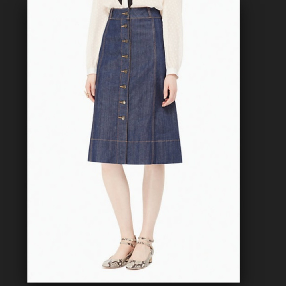 Kate Spade Broom Street denim midi skirt